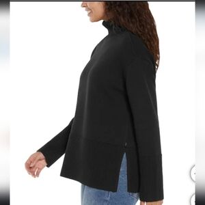 Gap Turtleneck Sweater Women's Small Black Split Hem Chunky Knit Ribbed Casual